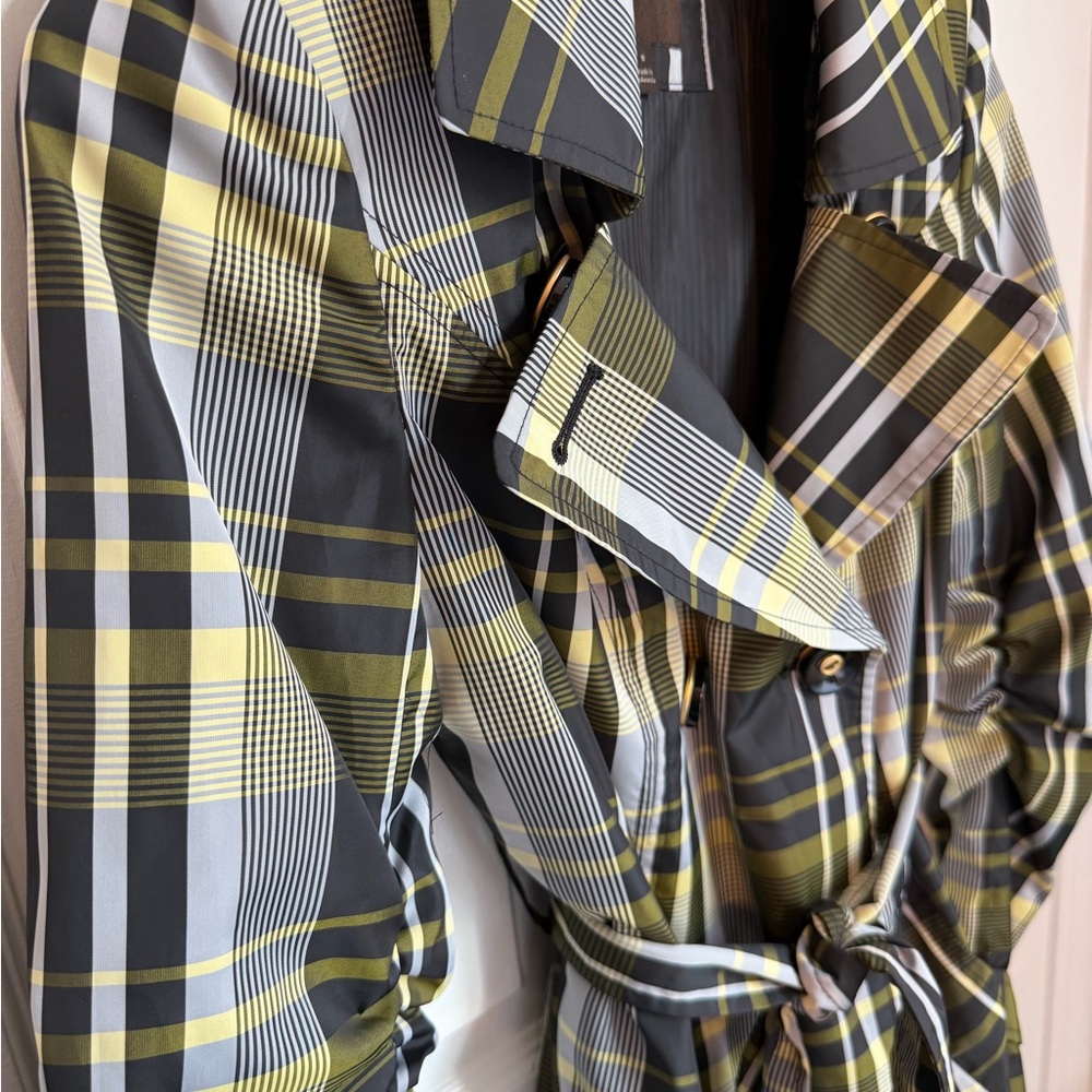 The Limited Spring Belted Plaid Trench Coat Buttons Mid-Thigh Length, Small - Picture 6 of 12
